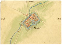 200212 Kaart van de stad Montfoort, met de Hollandsche IJssel en de directe omgeving.